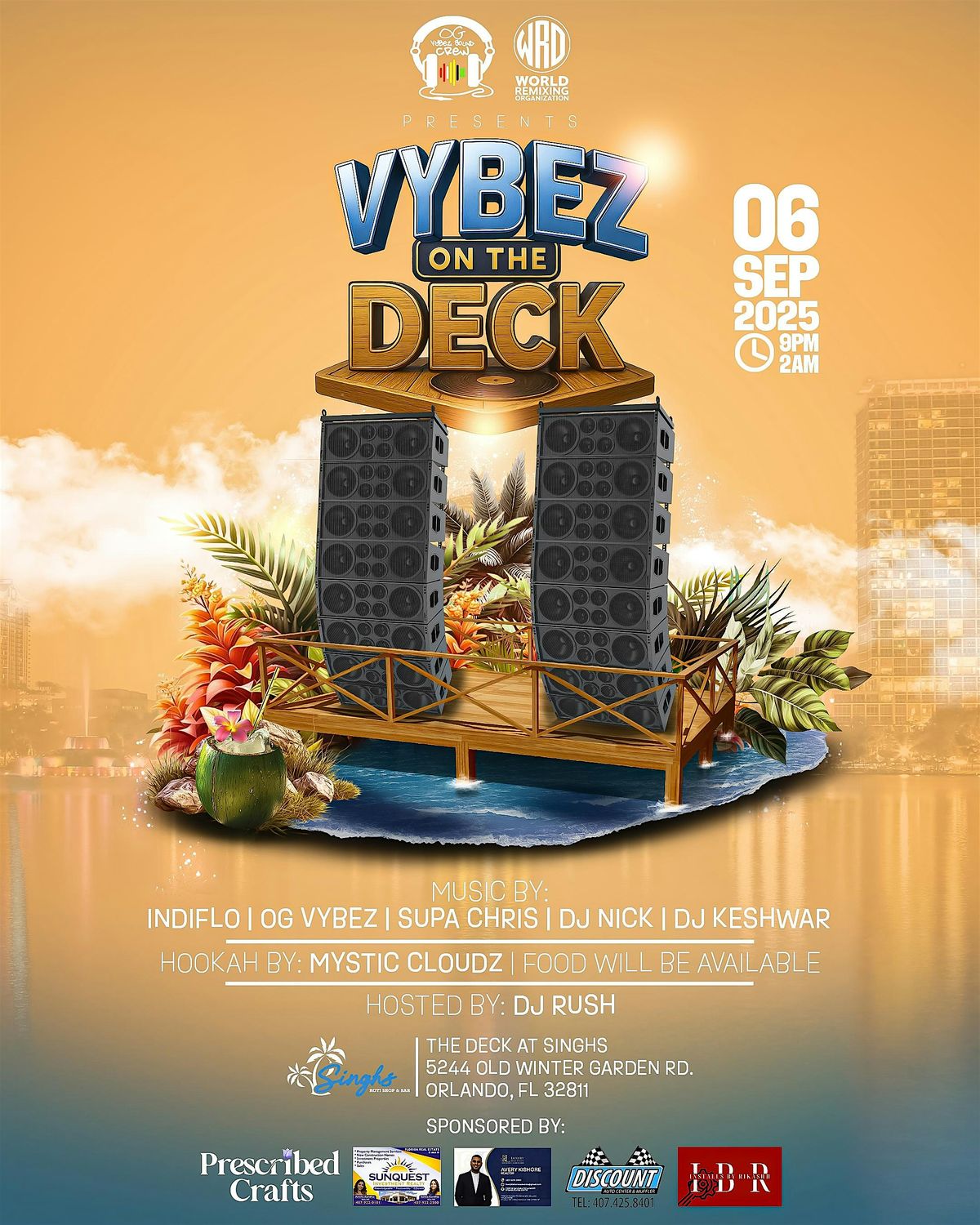 VYBEZ ON THE DECK | OG VYBEZ & WROREMIX, 6 September | Event in Orlando | AllEvents