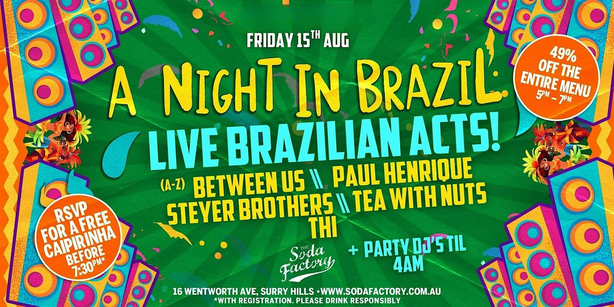 FREE DRINK - A Night In Brazil, 15 August | Event in Surry Hills | AllEvents