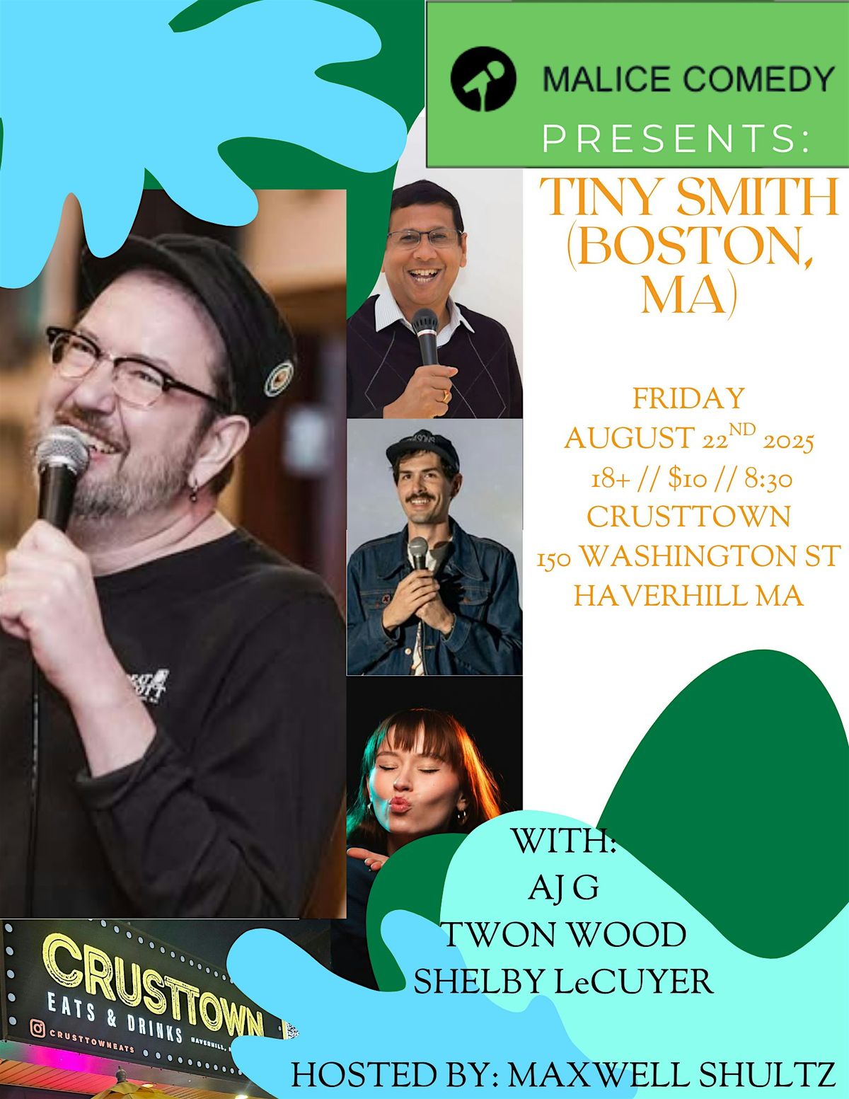 TINY SMITH Live comedy at CRUSTTOWN, 22 August | Event in Haverhill | AllEvents