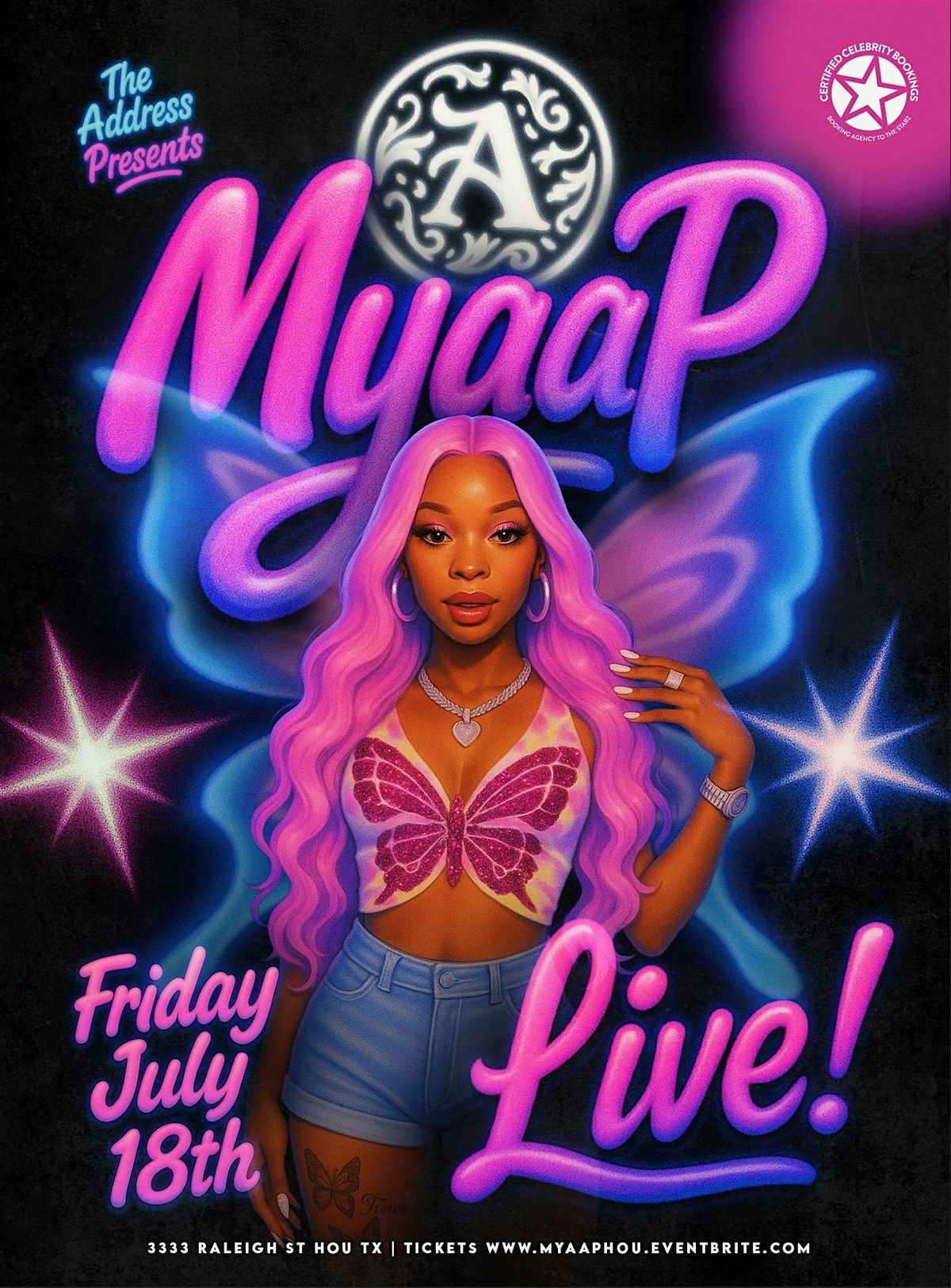 7.18  | “MYAA P” LIVE  @ THE ADDRESS | THE BEST HAPPY HOUR  4-9P !!, 18 July | Event in Houston | AllEvents