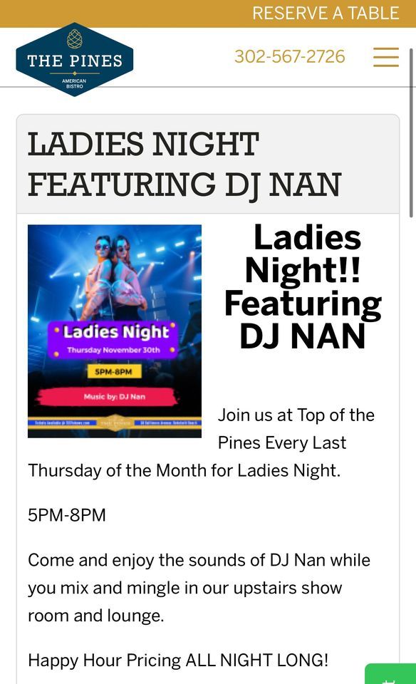 Ladies Happy Hour, Top Of The Pines, Rehoboth Beach, 30 November 2023