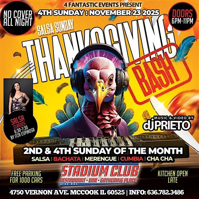 Thanksgiving Turkey Bash – Salsa Sunday @ The Stadium Club, 23 November | Event in McCook | AllEvents