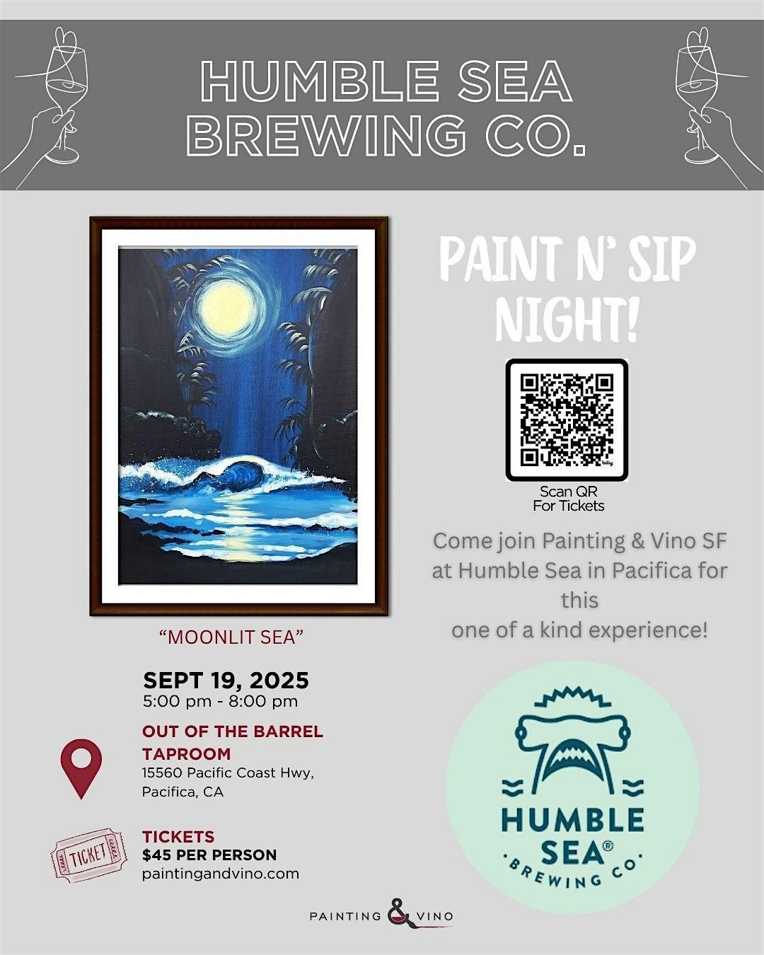Paint & Sip "Moonlit Ocean" @ Humble Sea Brewing Co. Pacifica, 19 September | Event in Pacifica