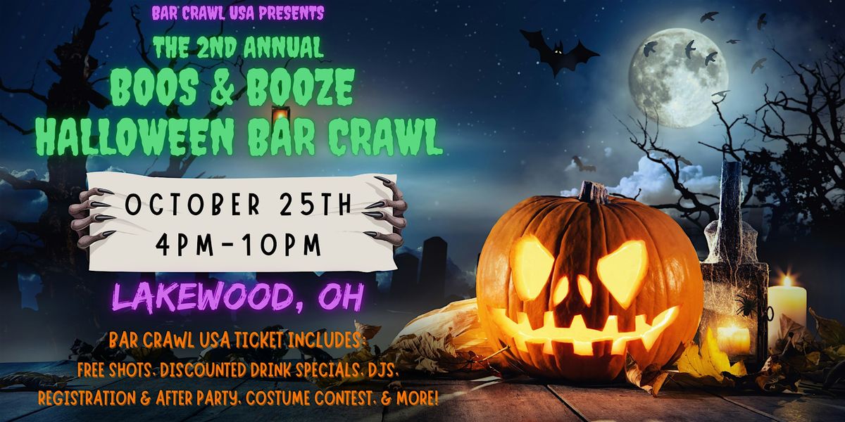 Lakewood Boos & Booze Halloween Bar Crawl: 2nd Annual by Bar Crawl USA, 25 October | Event in Cleveland