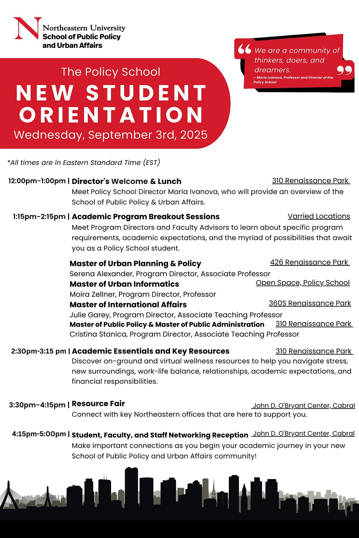 The Policy School - New Student Orientation Fall 2025, 3 September | Event in Boston | AllEvents