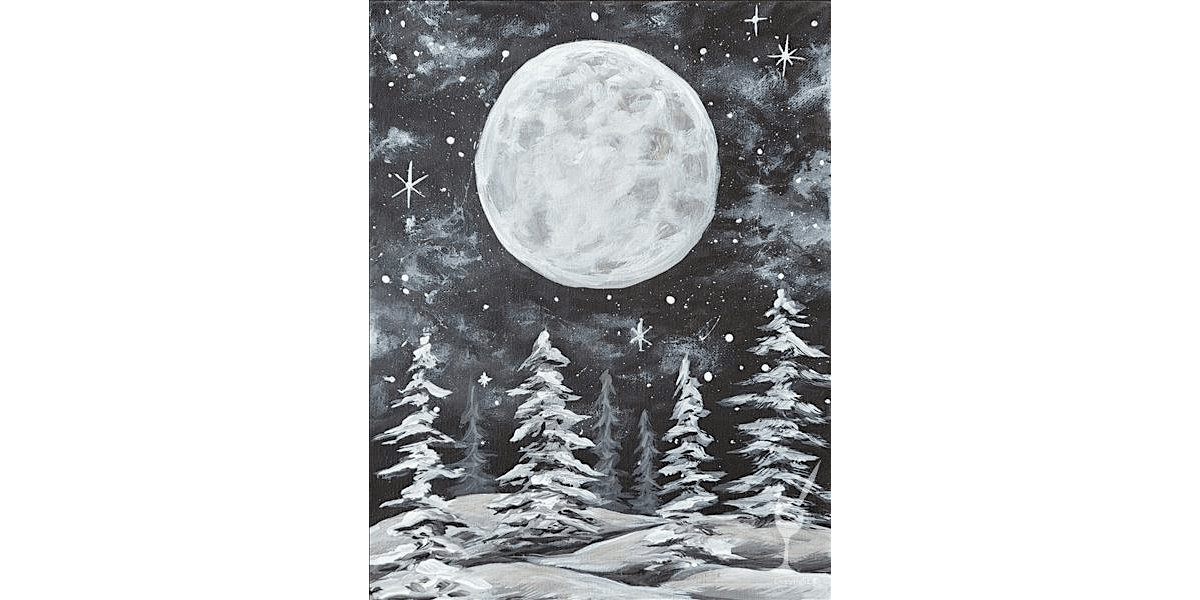 Peaceful Monochrome Night Sky Painting - Paint and Sip in New Braunfels | Classpop!™, 21 December | AllEvents