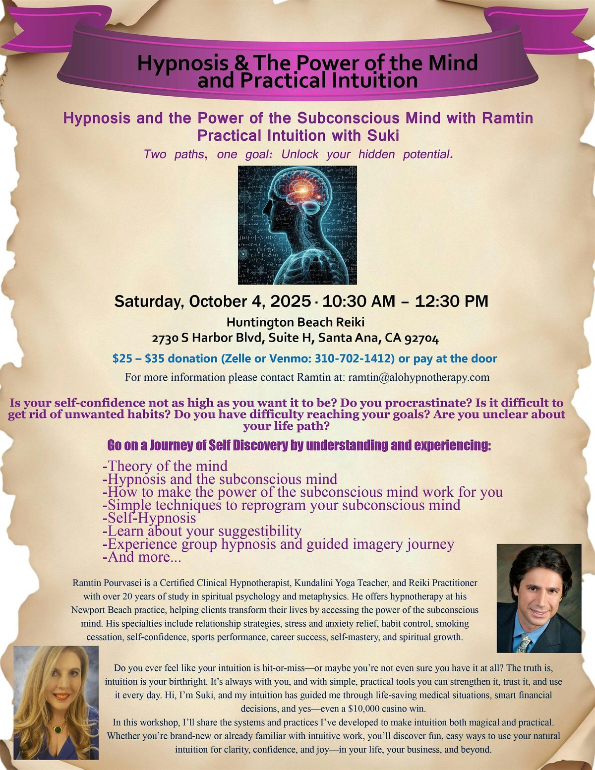 Tap Into Your Inner Power: Hypnosis + Intuition Made Simple Workshop, 4 October | Event in Santa Ana | AllEvents