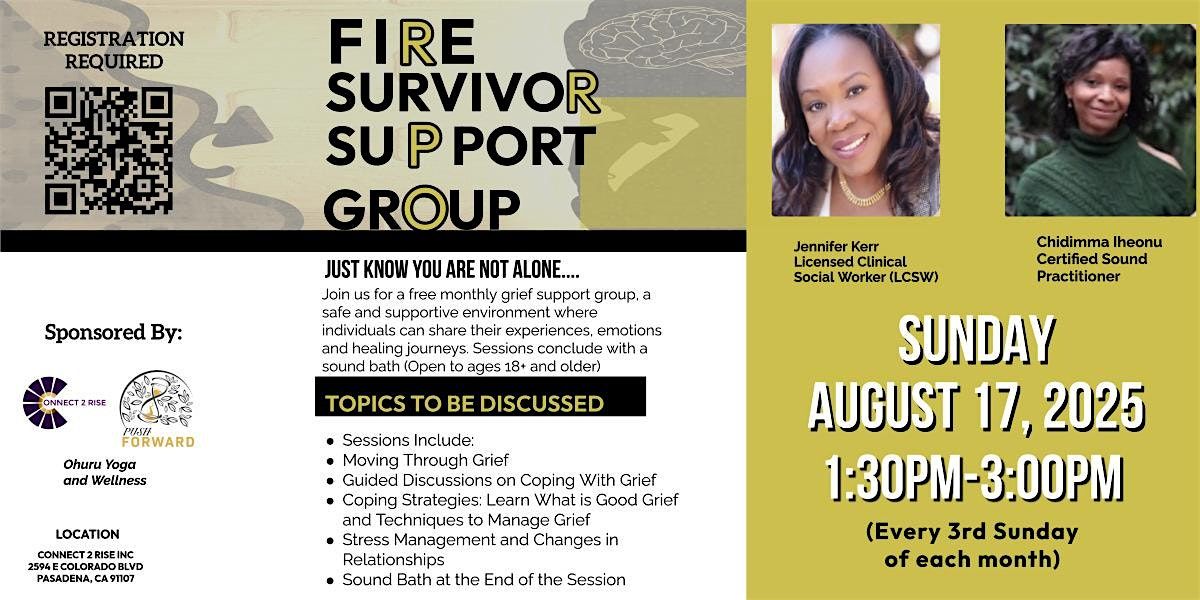 Fire Survivor Support Group  & Sound Bath, 17 August | Event in Pasadena | AllEvents