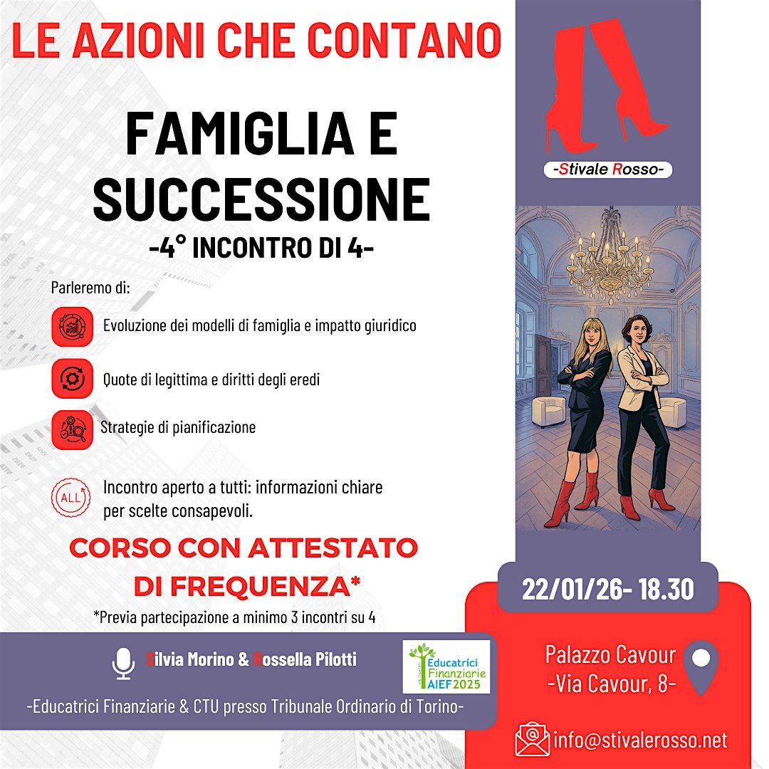 4° modulo di 4- FAMIGLIA E SUCCESSIONE- Corso con attestato di frequenza, 22 January | Event in Torino | AllEvents