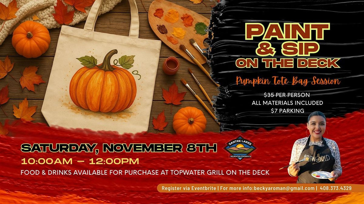 Paint & Sip on The Deck: Pumpkin Tote Bag Session, 8 November | Event in Santee | AllEvents
