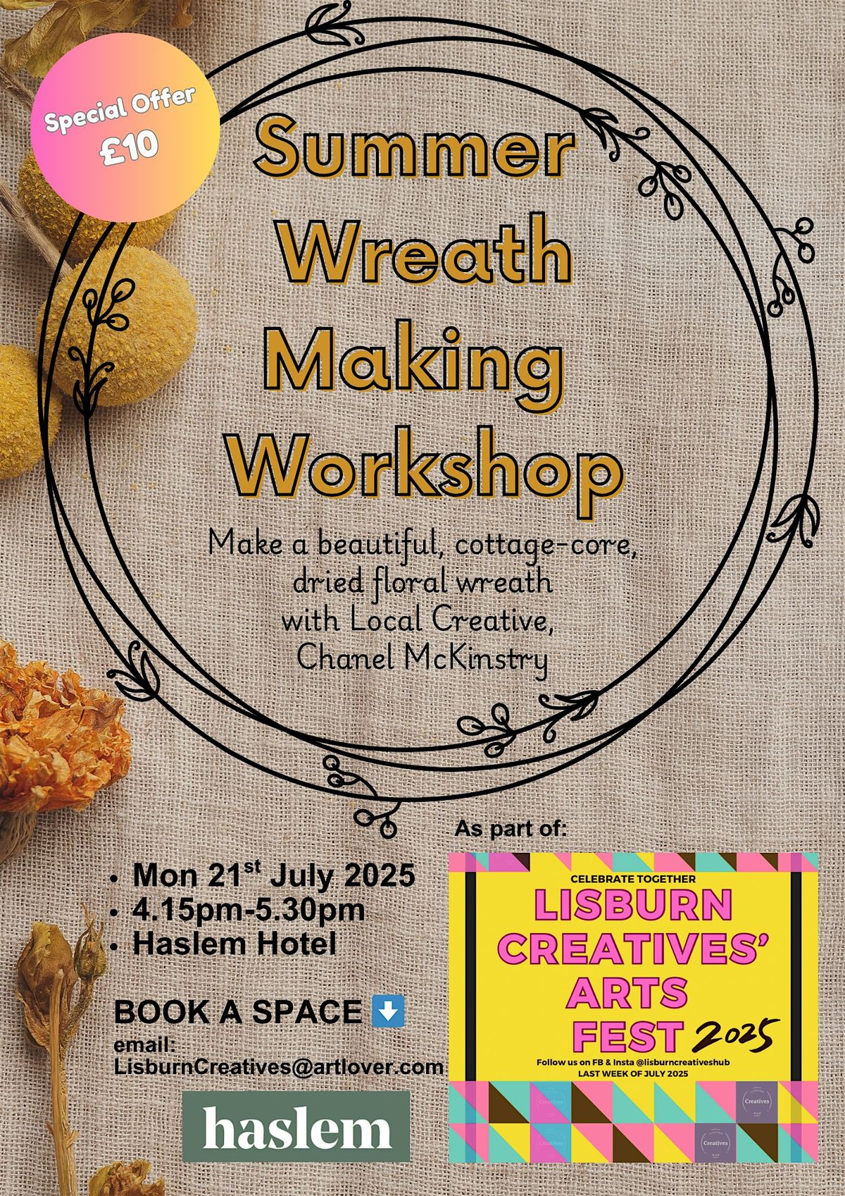 Summer Wreath Making, 21 July | Event in Lisburn | AllEvents