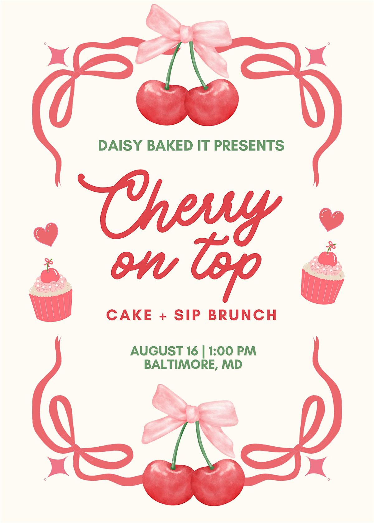 Cherry on Top Cake + Sip Brunch: A Cake Decorating Experience, 16 August | Event in Baltimore | AllEvents