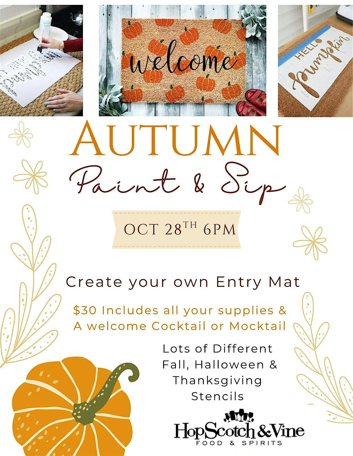 Paint & Sip ~ Make your own Door Mat, 28 October | Event in Plainfield | AllEvents