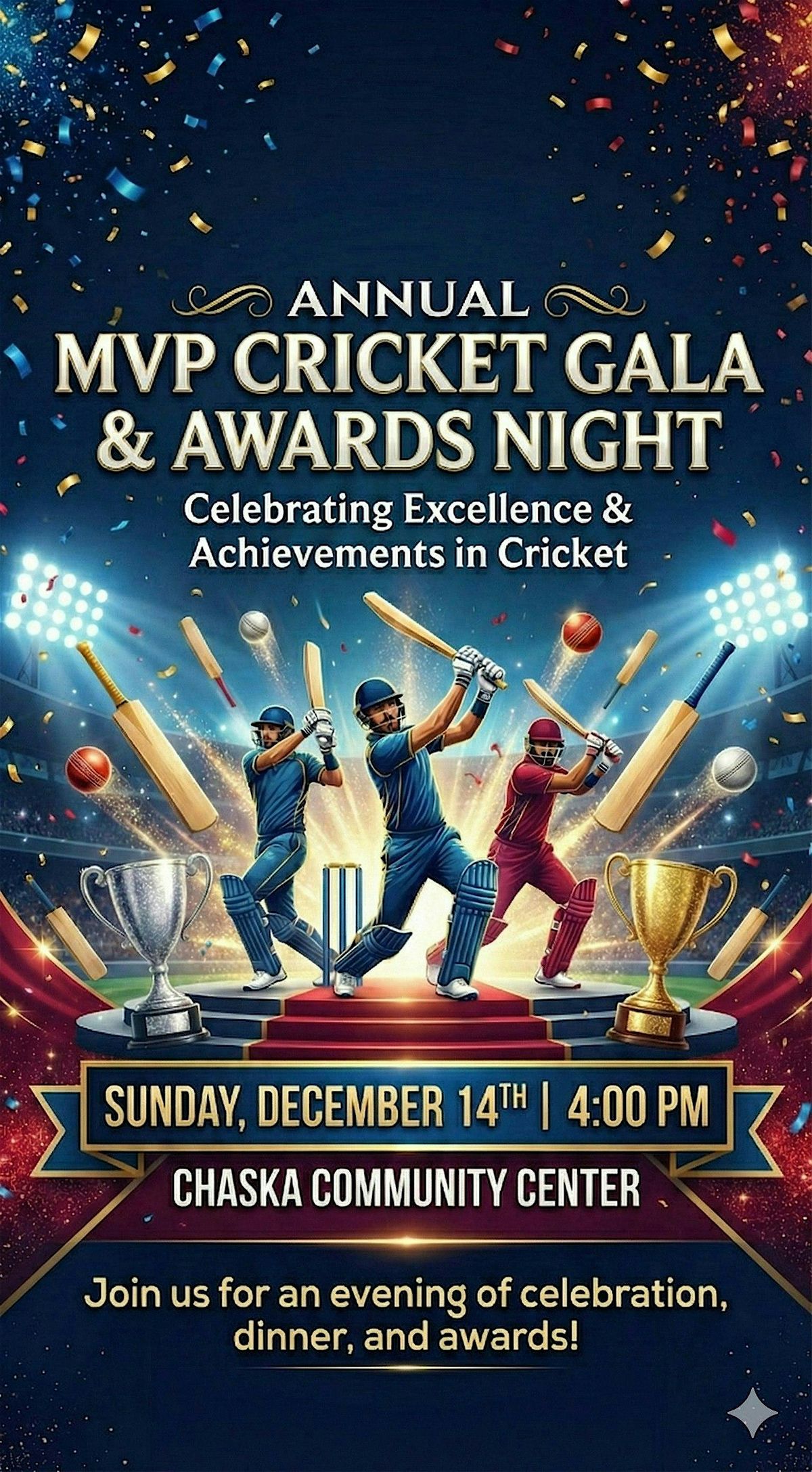 The Annual MVP Cricket Gala & Awards Night, 14 December | Event in Chaska | AllEvents