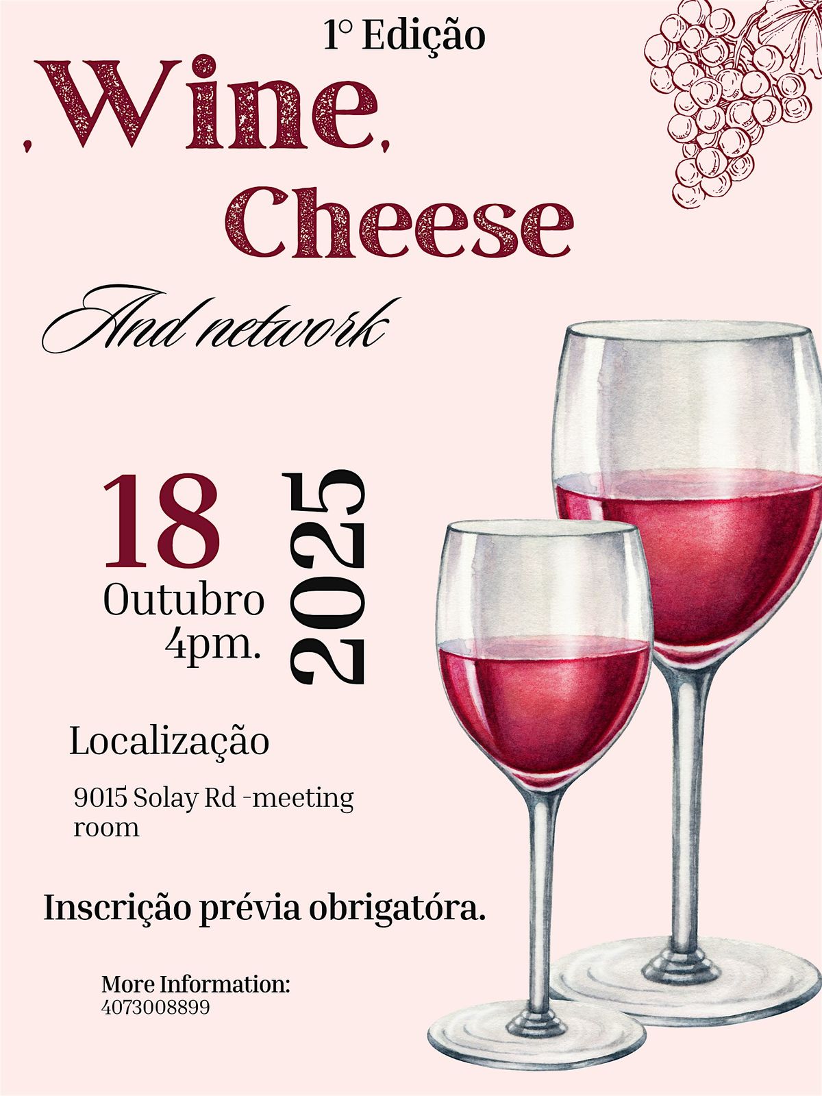 Wine, Cheese and Network - Outubro Rosa, 18 October | Event in Winter Garden | AllEvents
