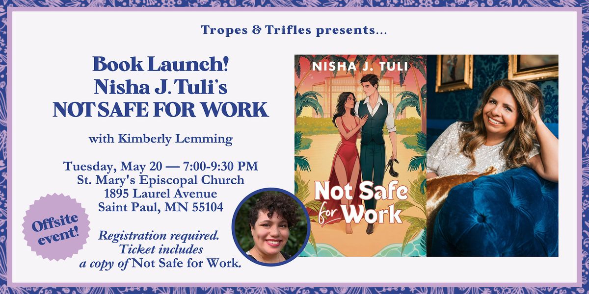Book launch! Nisha J. Tuli's NOT SAFE FOR WORK, with Kimberly Lemming, 20 May | Event in Saint Paul | AllEvents