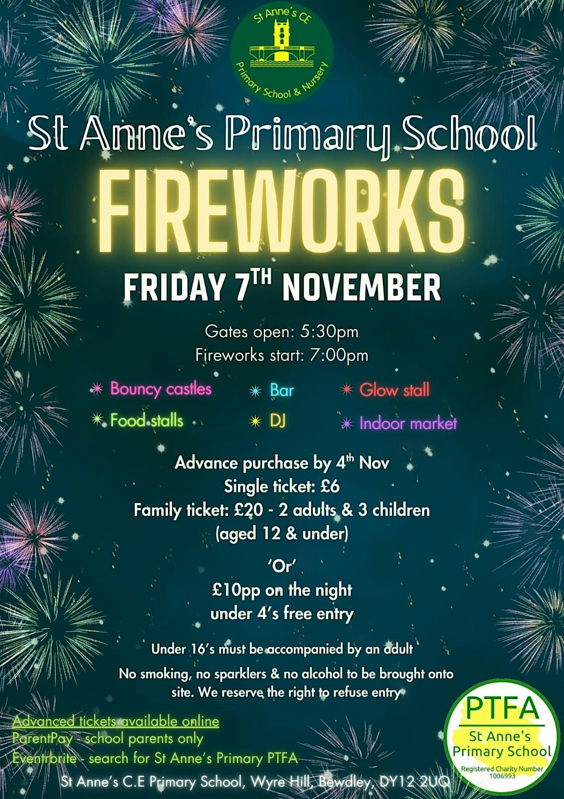 Fireworks Night at St Anne's CE Primary School and Nursery, Bewdley, 7 November | Event in Bewdley | AllEvents