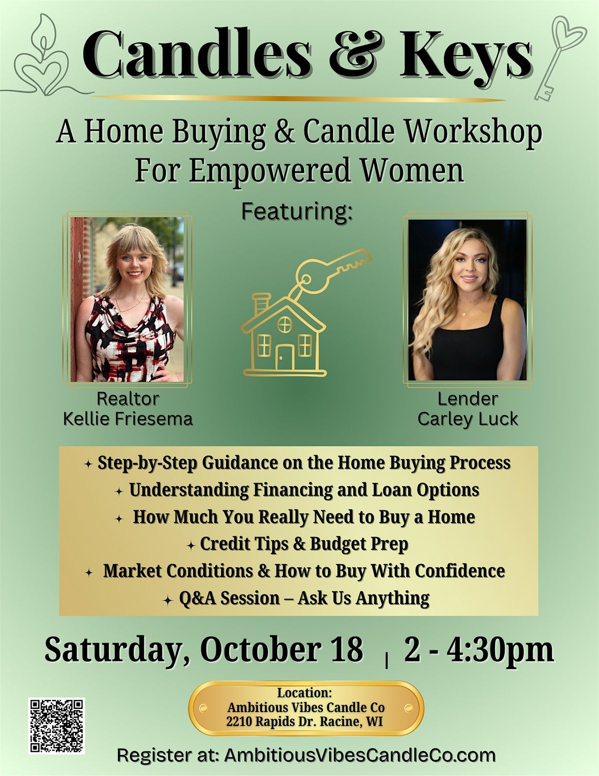 Candles & Keys: A Home Buying & Candle Workshop for Empowered Women, 18 October | Event in Racine