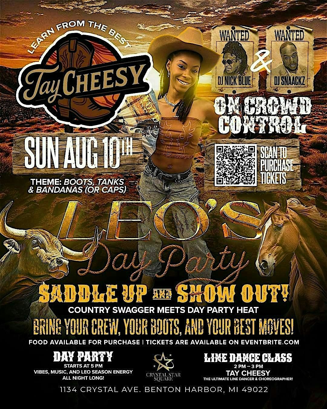 Line Dancing & Leo's Day Party Featuring Tay Cheesy, 10 August | Event in Benton Harbor | AllEvents