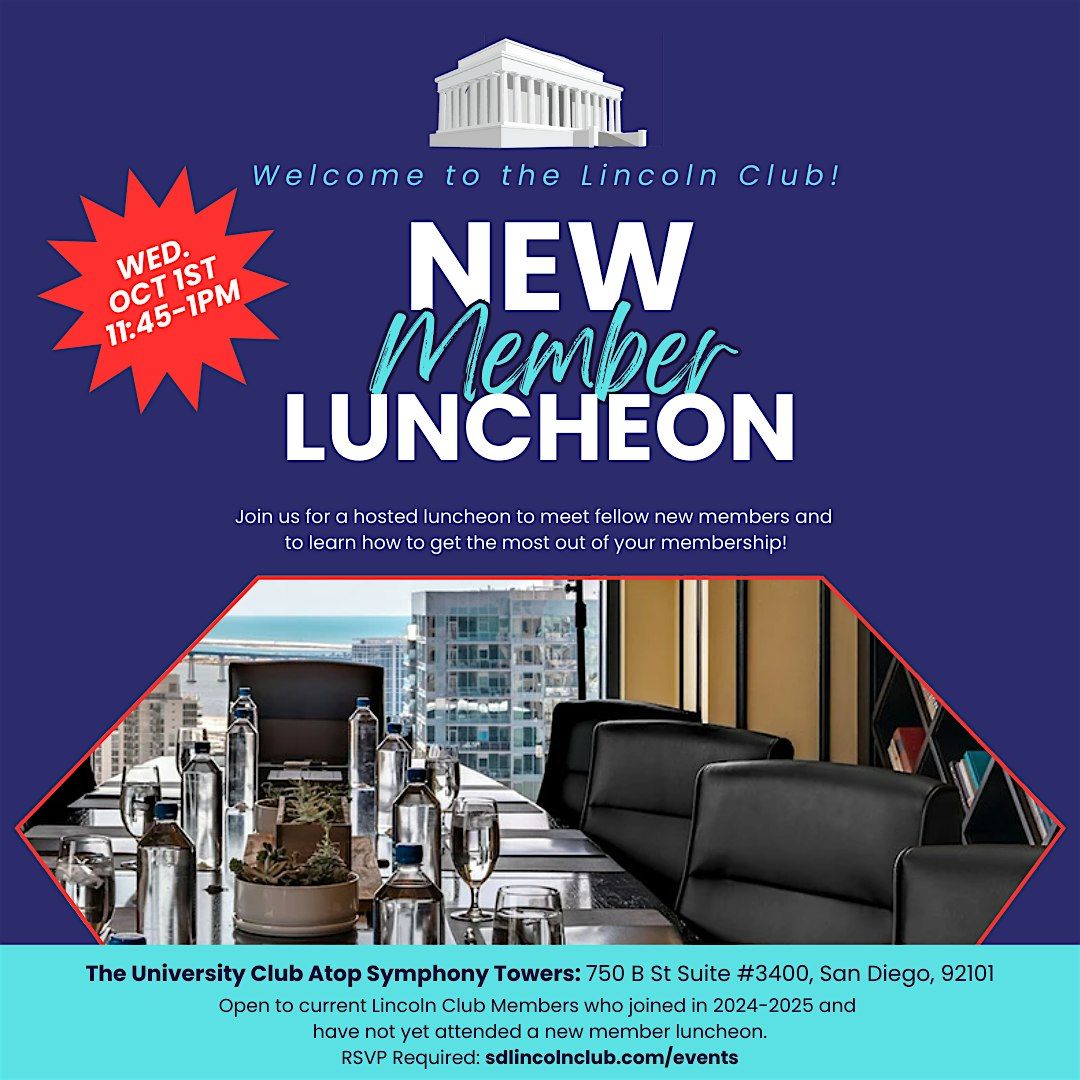 Lincoln Club Fall 2025 New Member Luncheon, 1 October | Event in San Diego | AllEvents