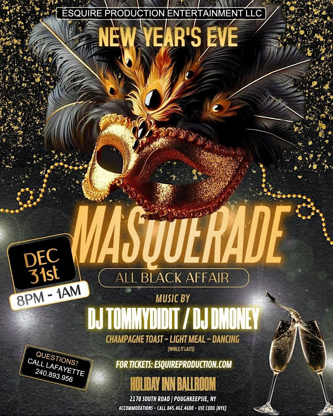 ALL BLACK MASQUERAGE NYE PARTY, 31 December | Event in Poughkeepsie | AllEvents