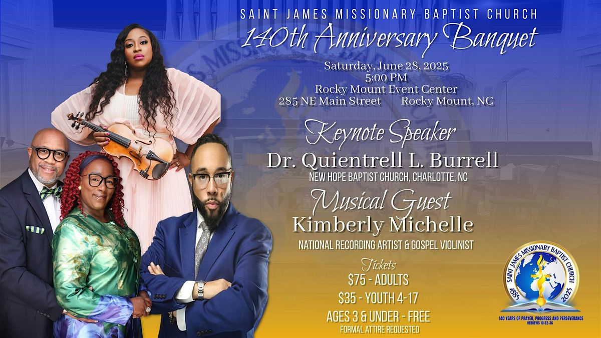Saint James MBC 140th Anniversary Banquet, 28 June | Event in Rocky Mount | AllEvents