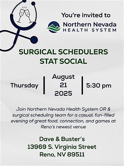 NNHS Surgical Schedulers STAT Social, 21 August | Event in Reno | AllEvents