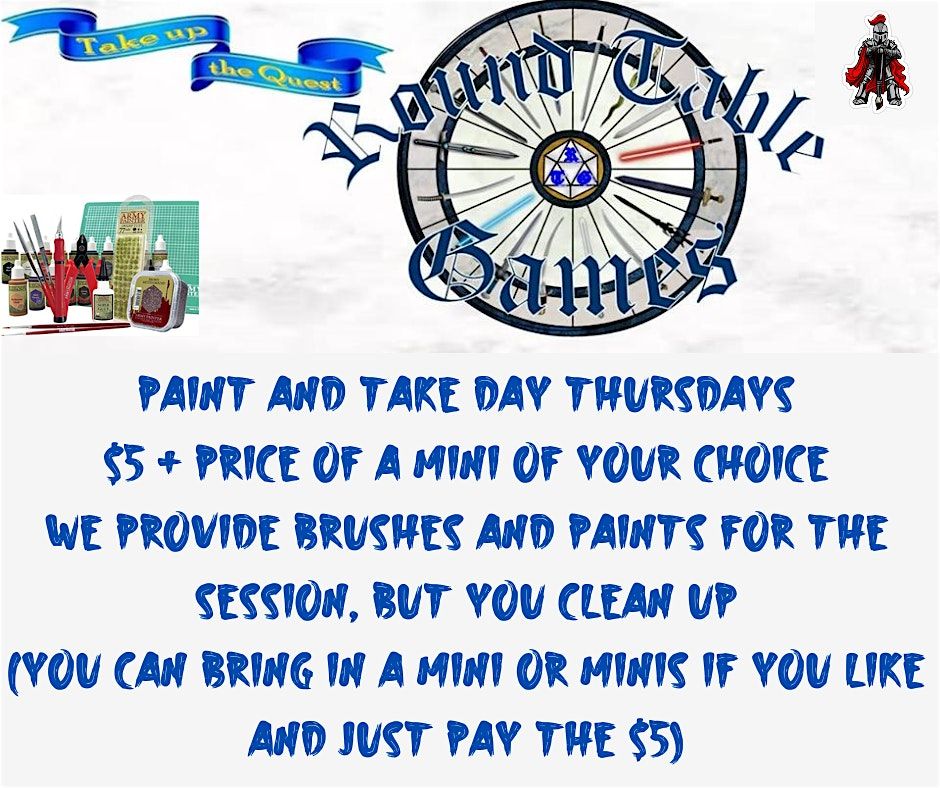 Paint and Take Thursdays at Round Table Games | Event in Carver | AllEvents
