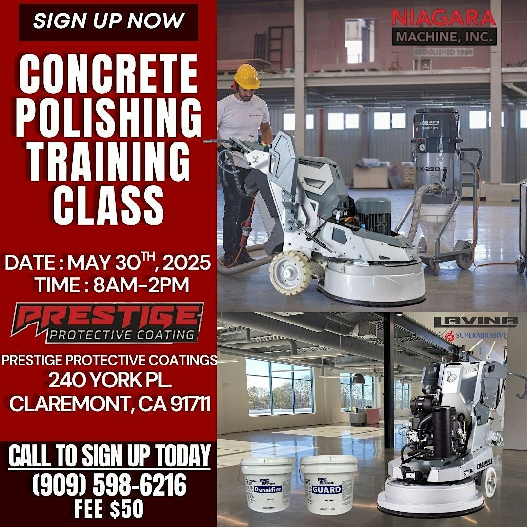 Concrete Polishing Hands on California Class, 30 May | Event in Claremont | AllEvents