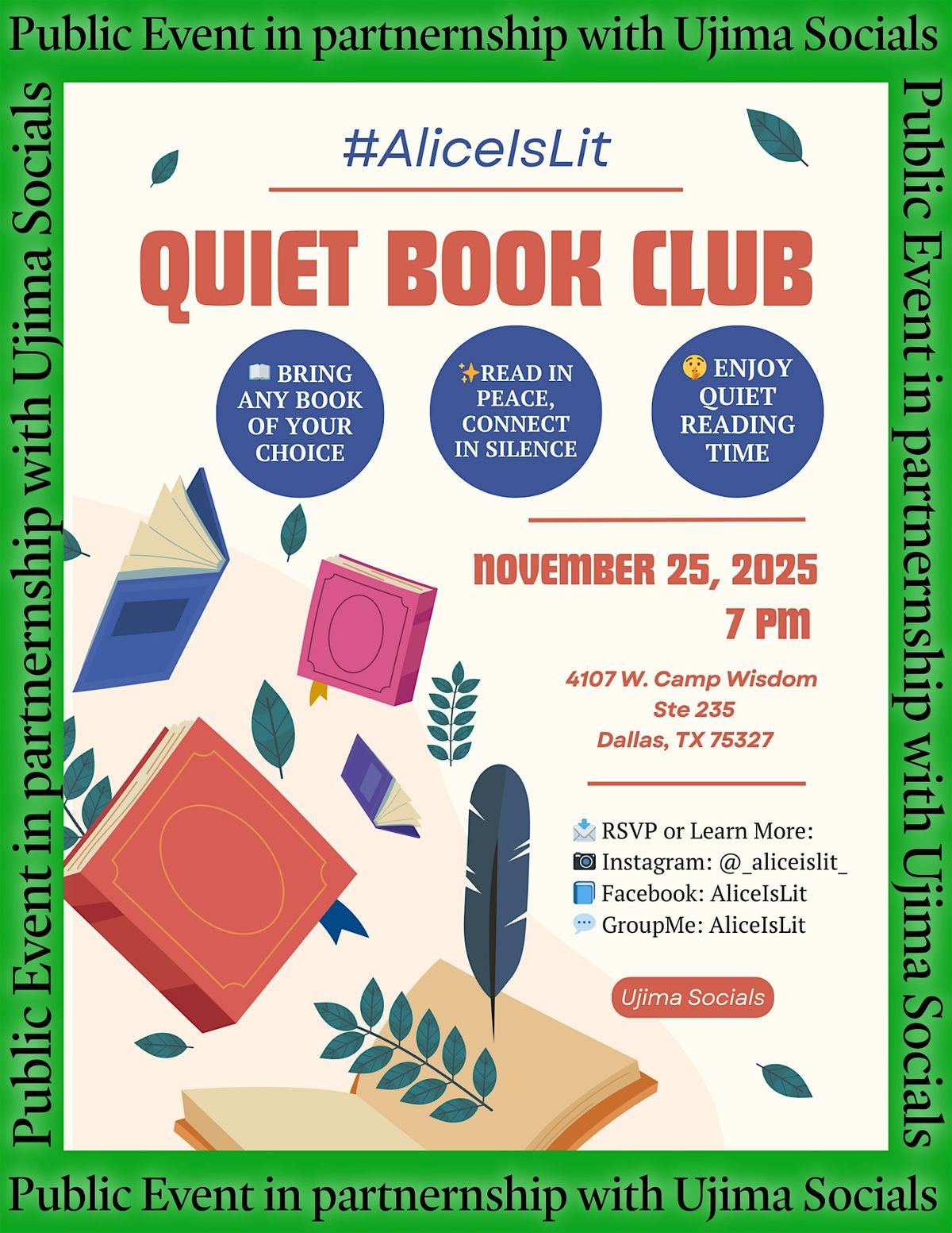 Quiet Book Club: Presented by Alice is Lit | Event in Dallas | AllEvents