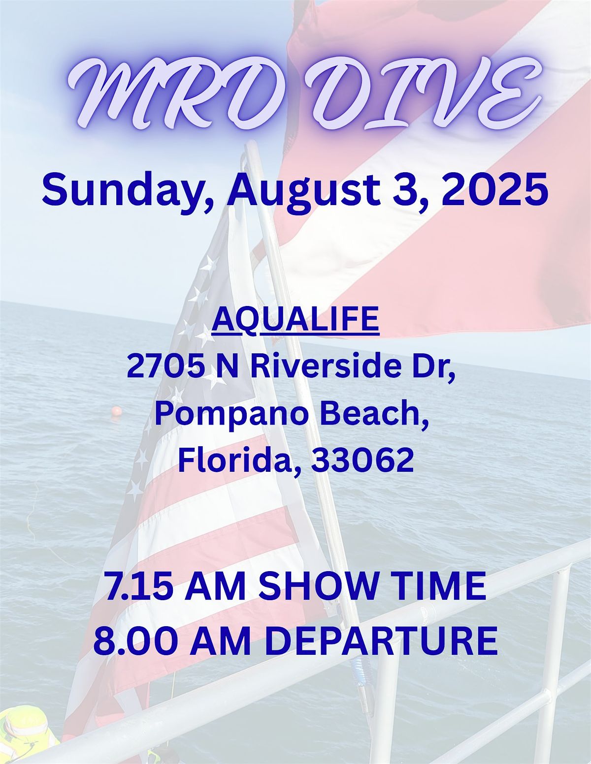 MRD DIVE 8.3.2025, 3 August | Event in Pompano Beach | AllEvents
