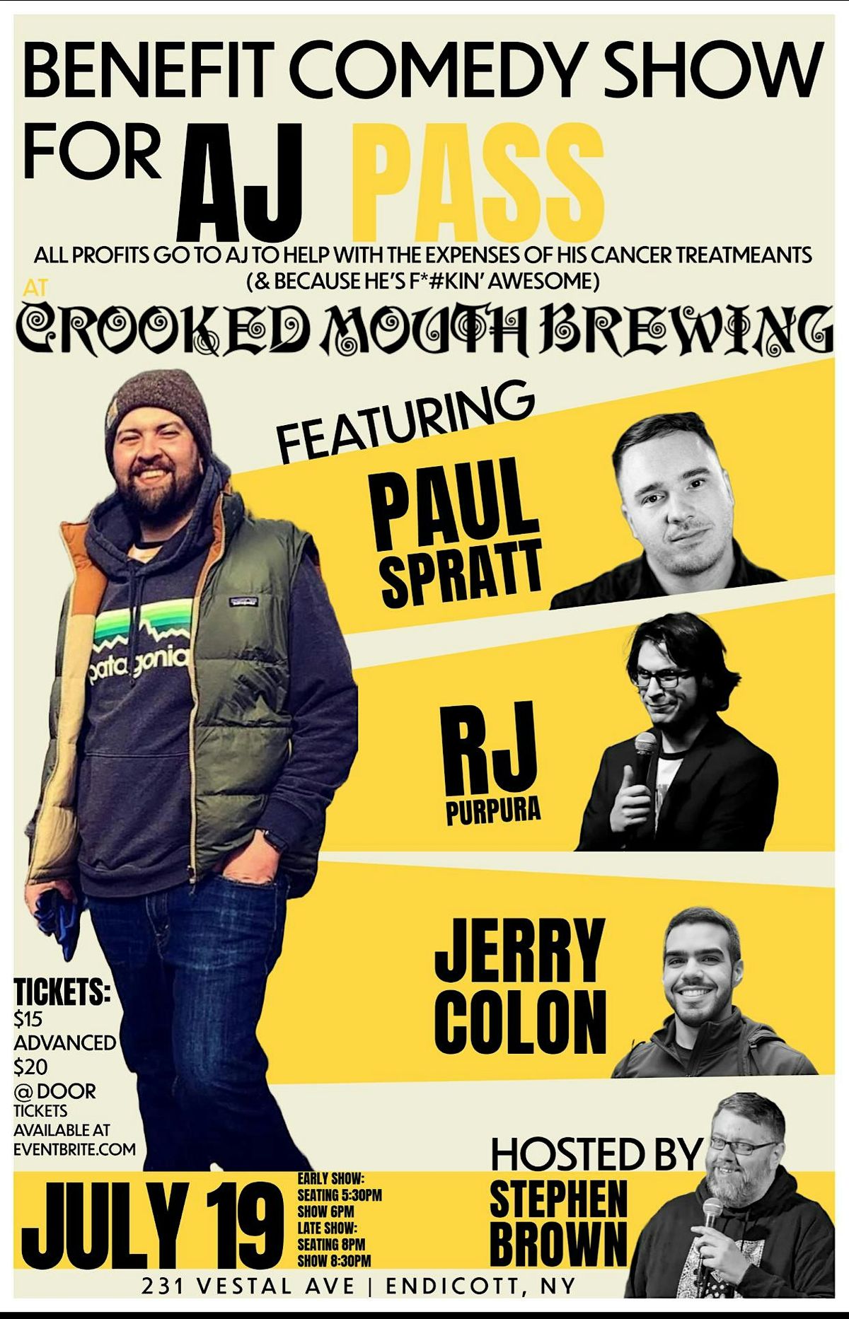 AJ Pass Benefit (LATE SHOW), 19 July | Event in Endicott | AllEvents