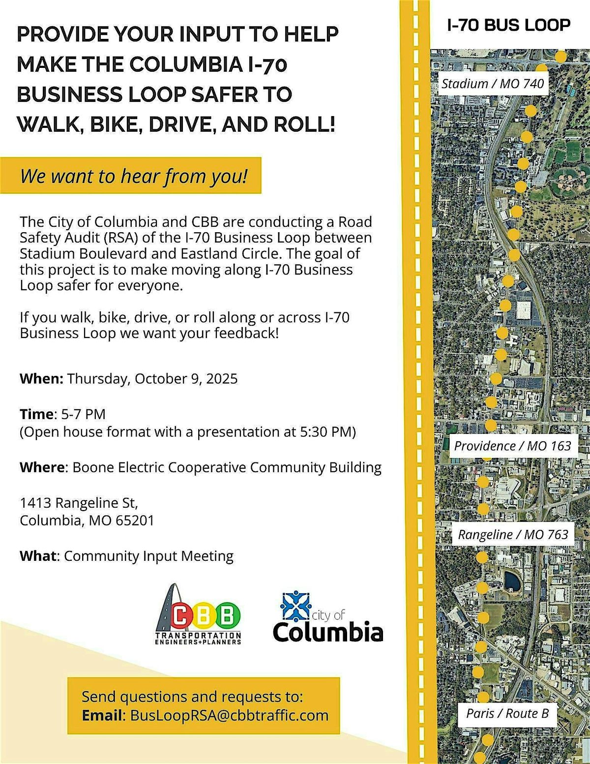 The Business Loop  Road Safety Audit Open House, 9 October | Event in Columbia | AllEvents