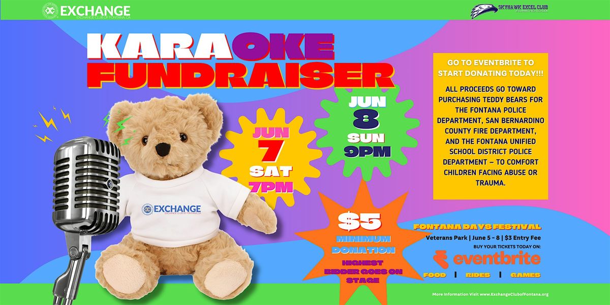 Karaoke Fundraiser at Fontana Days Festival | Sunday Night, 8 June | Event in Fontana | AllEvents