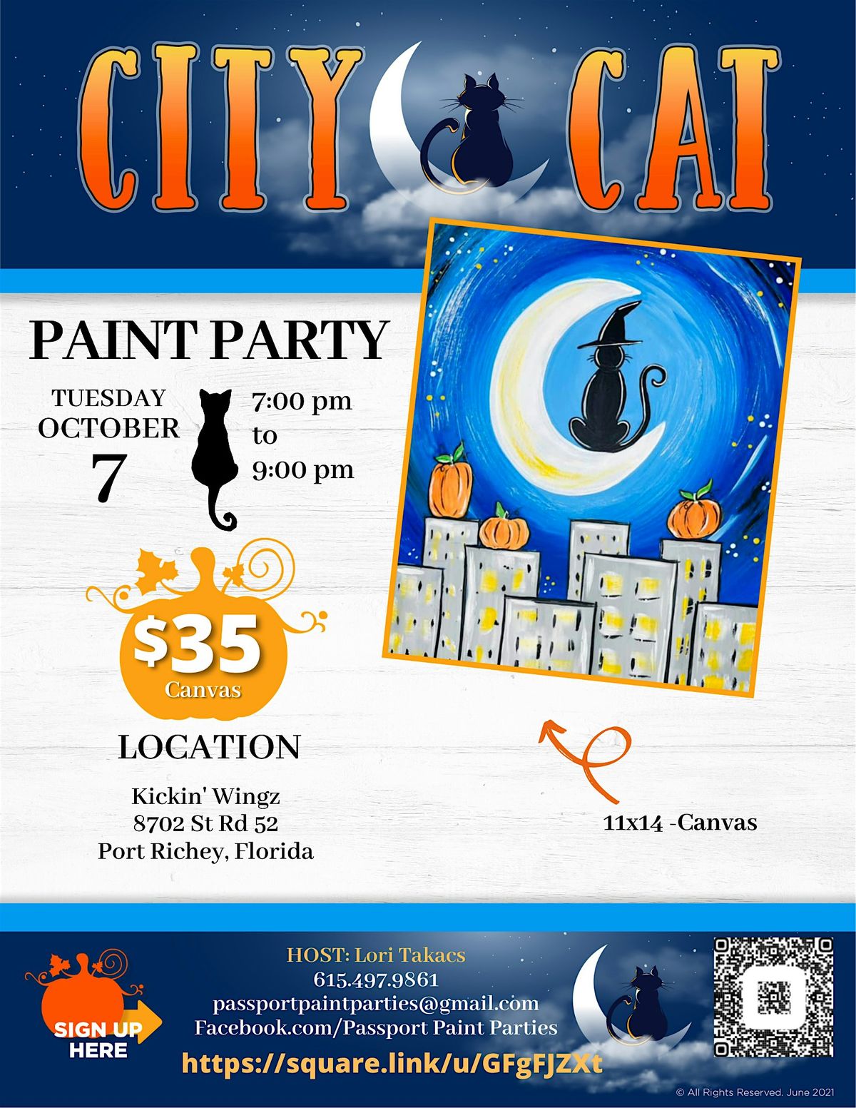 10.7. 25 City Cat Paint and Sip at Kickn' Wings, 7 October | Event in Port Richey | AllEvents