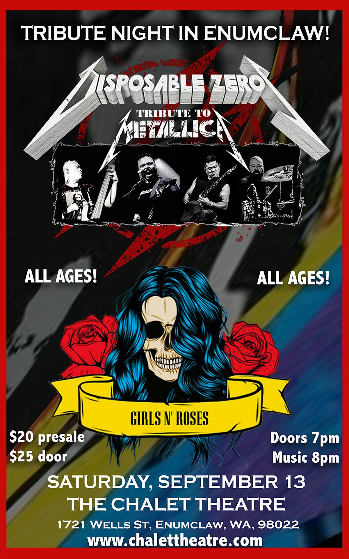 DISPOSABLE ZEROS AND GIRLS N' ROSES, 13 September | Event in Enumclaw | AllEvents