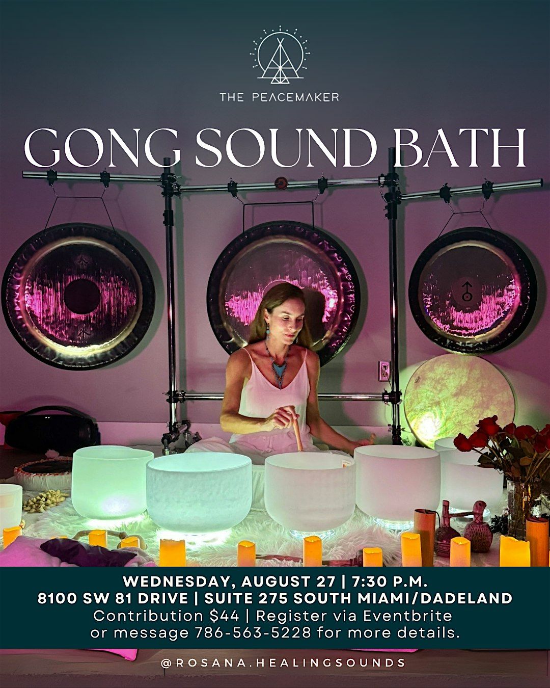 GONG SOUND BATH by Rosana Matiasevich, 27 August | Event in Miami | AllEvents