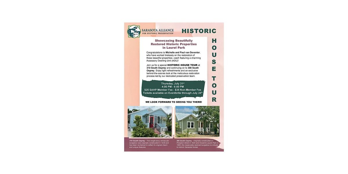 Tour Two Historic Homes in Laurel Park, 31 July | Event in Sarasota | AllEvents