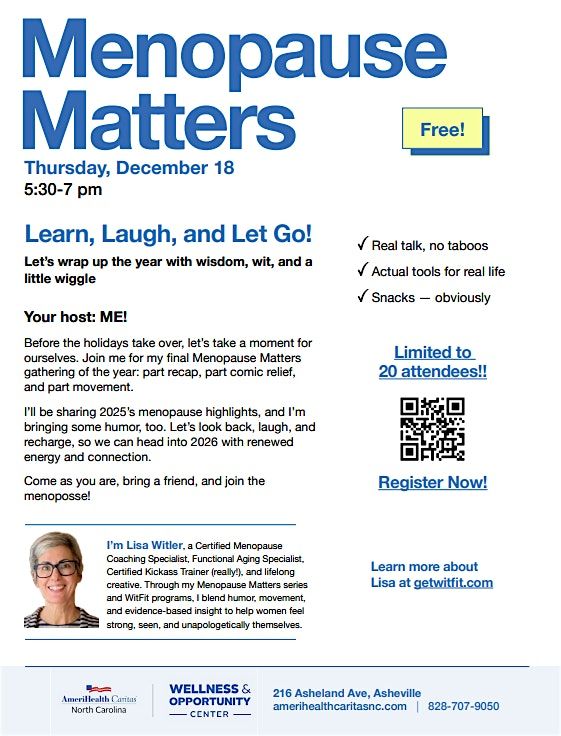 Join ACNC for MENOPAUSE MATTERS: Real talk. Real support. Real community., 18 December | Event in Asheville