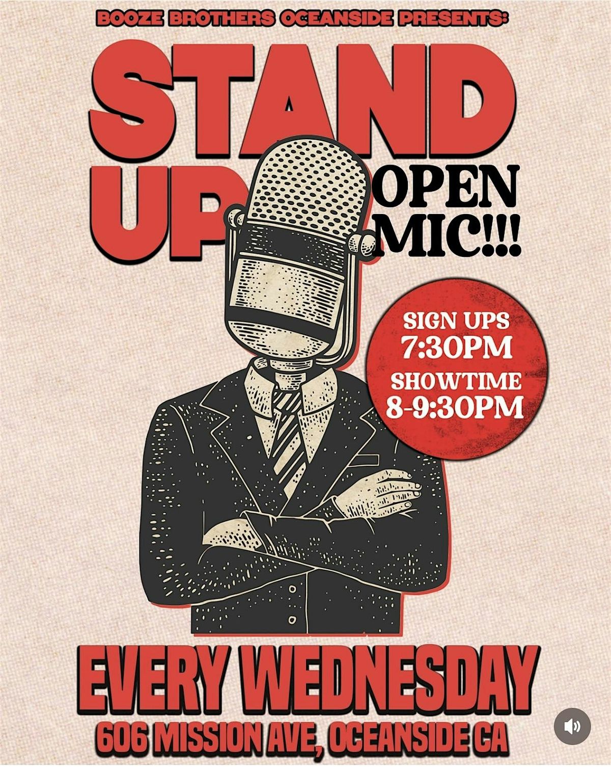 Stand Up Comedy Open Mic Night at Booze Bros Oceanside | Event in Oceanside | AllEvents