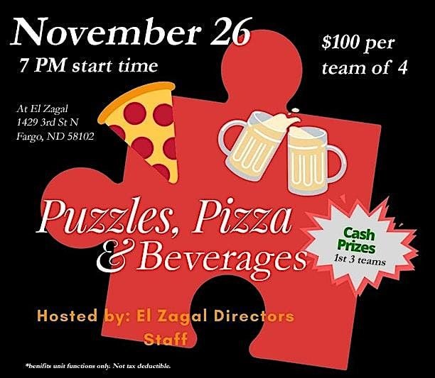 Pizza, Puzzles &  Beverages, 26 November | Event in Fargo | AllEvents