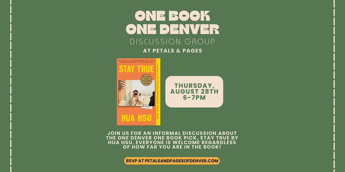 One Book One Denver August Discussion Group at Petals & Pages, 28 August | Event in Denver | AllEvents