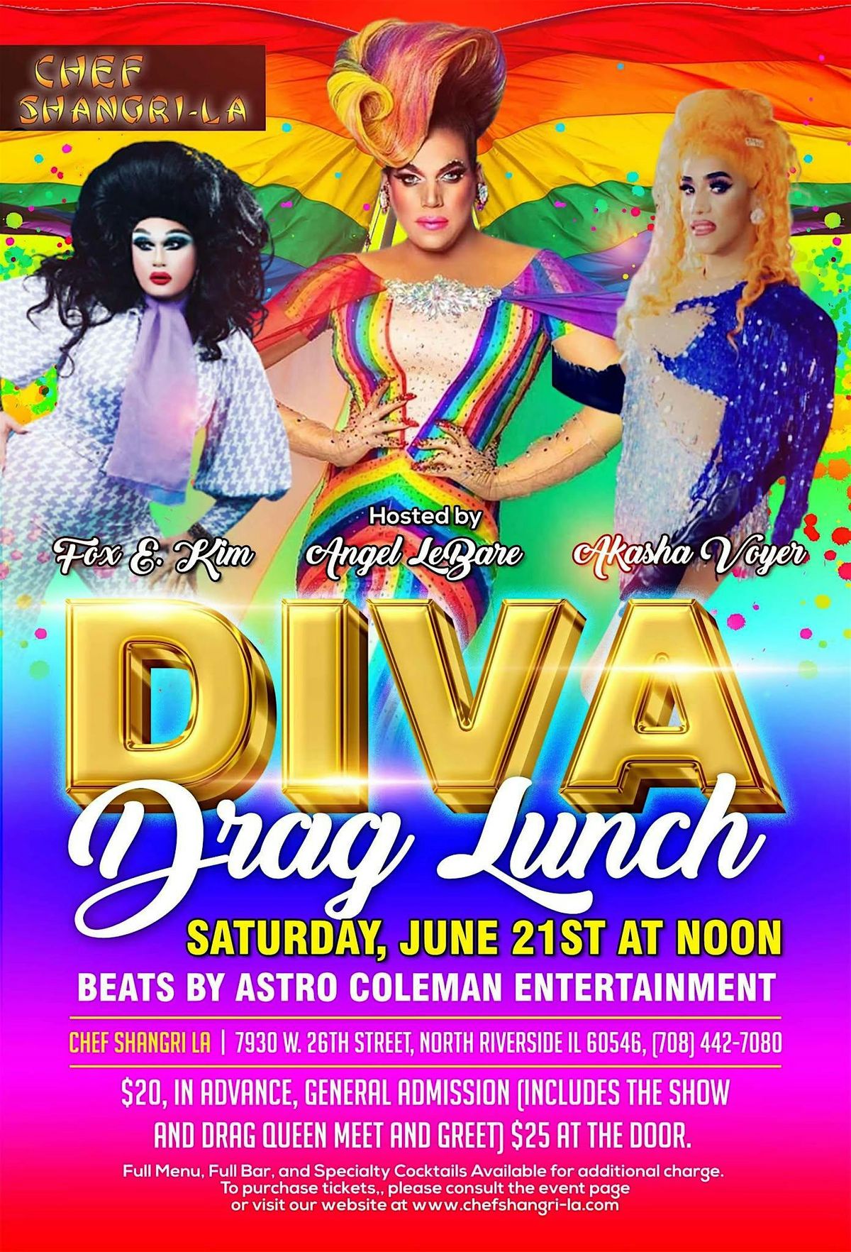 Angel's Diva Drag Brunch at Chef Shangri La, 21 June | Event in North Riverside | AllEvents