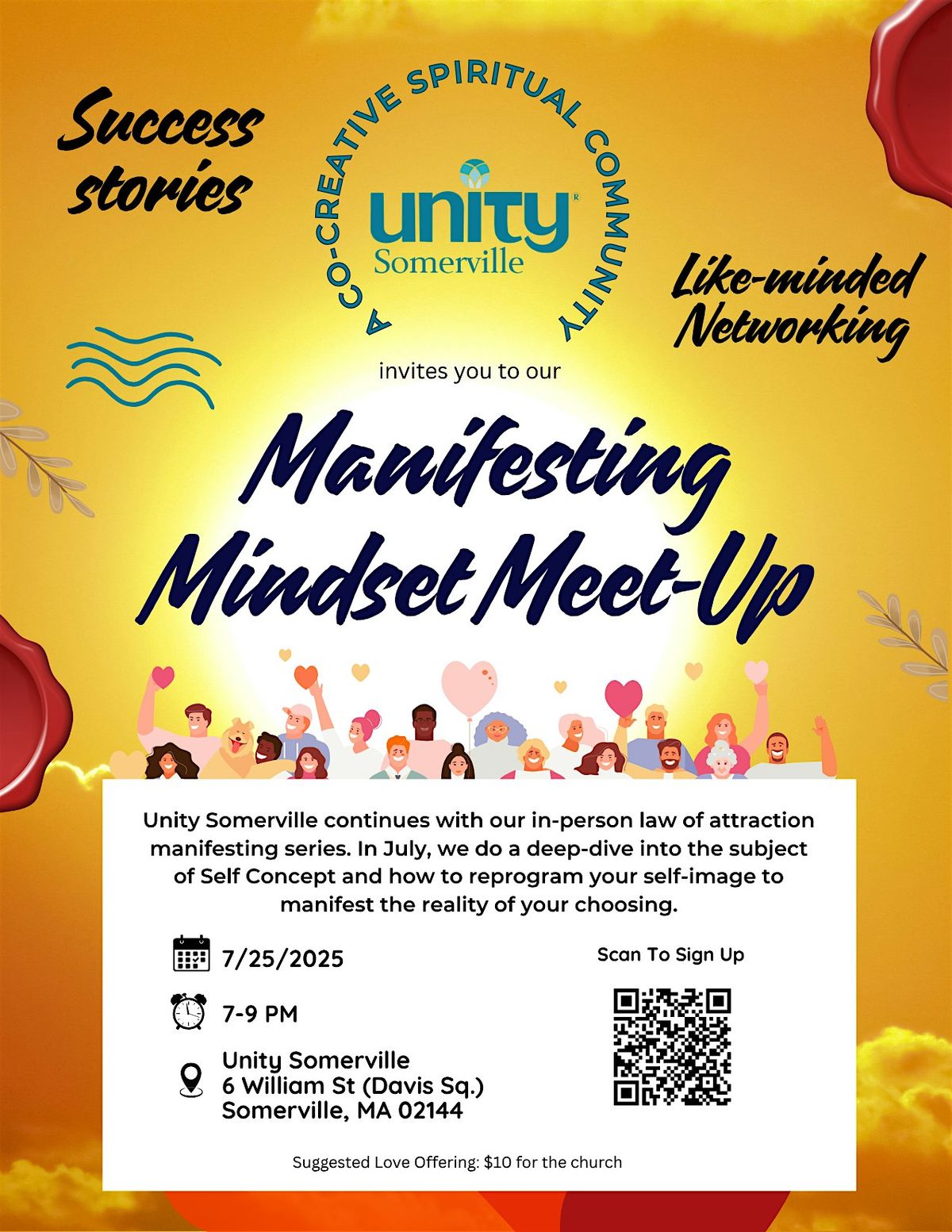 Manifesting Mindset Meet-Up - Use Law Of Attraction To Manifest Your Desire, 25 July | Event in Somerville