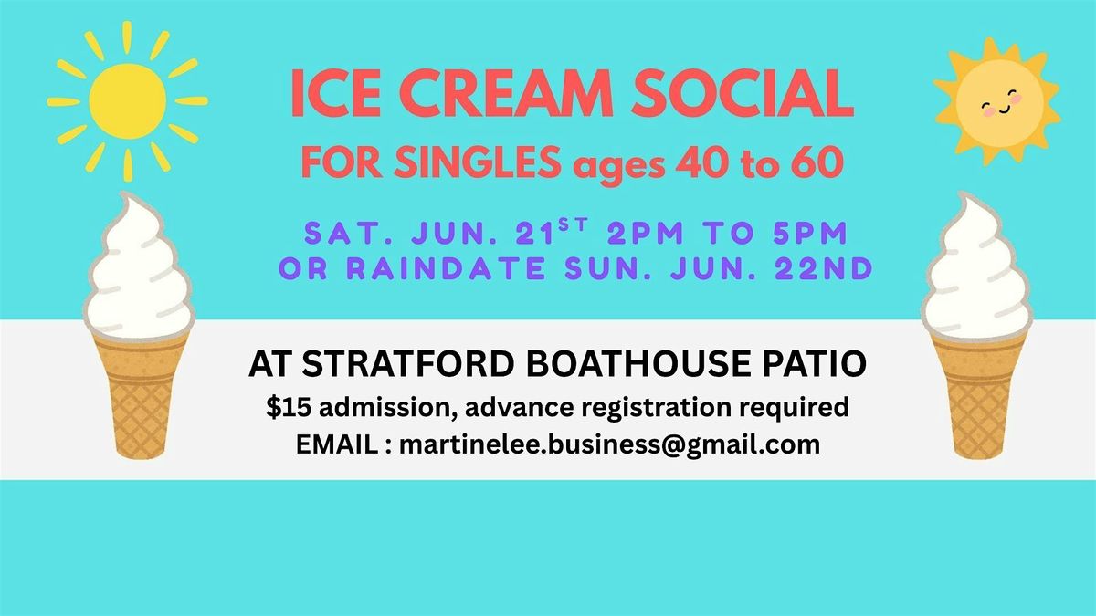 Singles ages 40 to 60 - Ice Cream Social in Stratford, 21 June | Event in Stratford | AllEvents