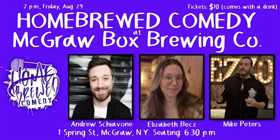 Homebrewed Comedy at McGraw Box Brewing Co., 29 August | Event in North Syracuse | AllEvents