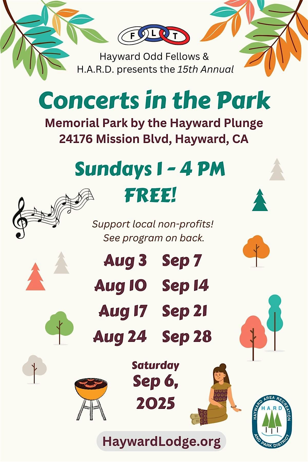 Concert in the Park with the H.A.R.D. Foundation, 7 September | Event in Hayward | AllEvents