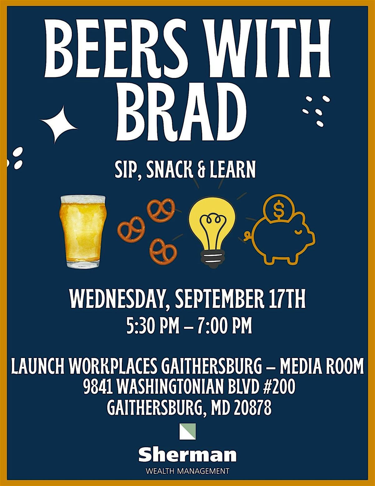 Beers with Brad: Financial Literacy Happy Hour, 17 September | Event in Gaithersburg | AllEvents