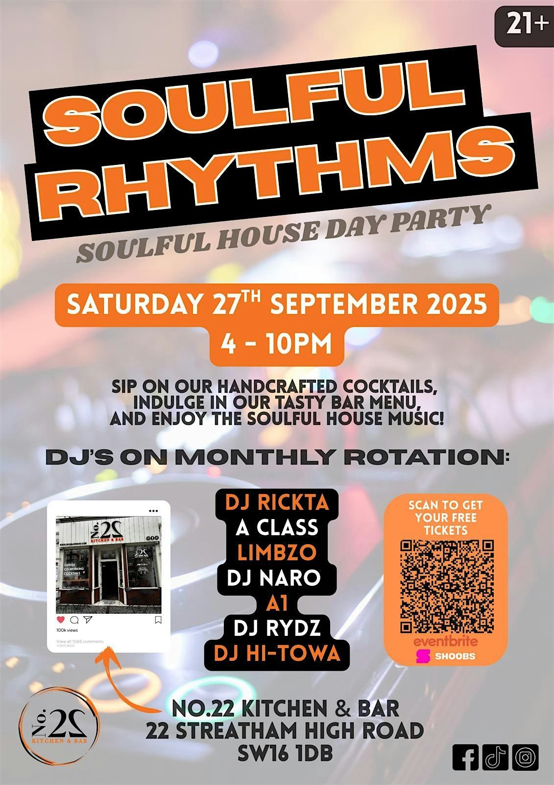 Soulful Rhythms: Day Party at No.22, 27 September | Event in London | AllEvents