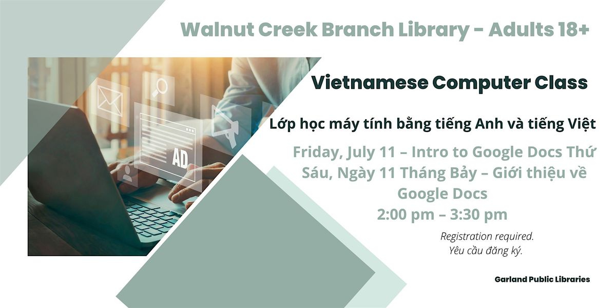 Vietnamese Computer: Google Doc/Lớp học máy tính bằng tiếng Việt/tiếng Anh, 11 July | AllEvents